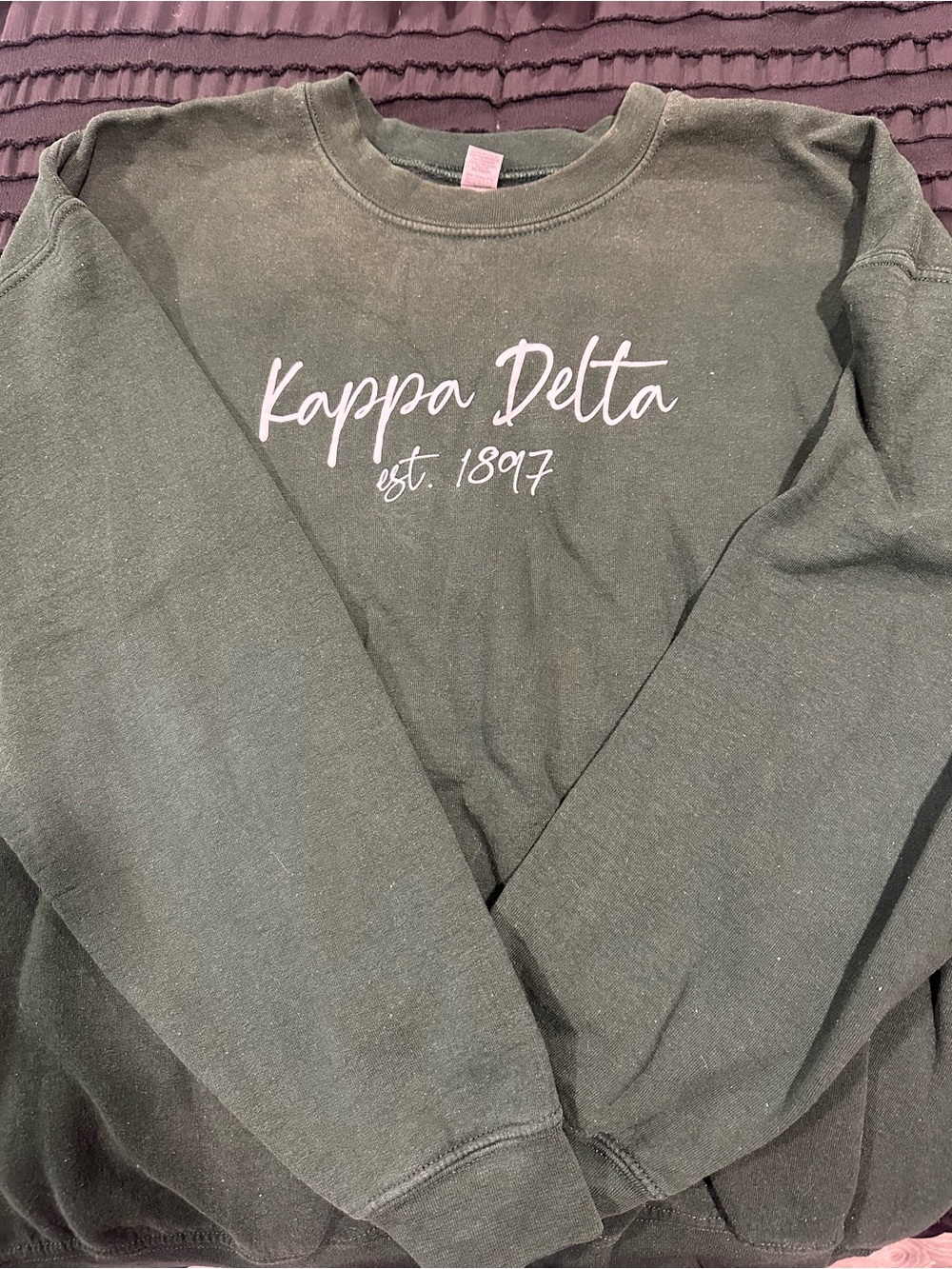 Gildan Dark Green Crewneck Sweatshirt with White Tag